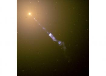An active galaxy with a visible jet from the AGN